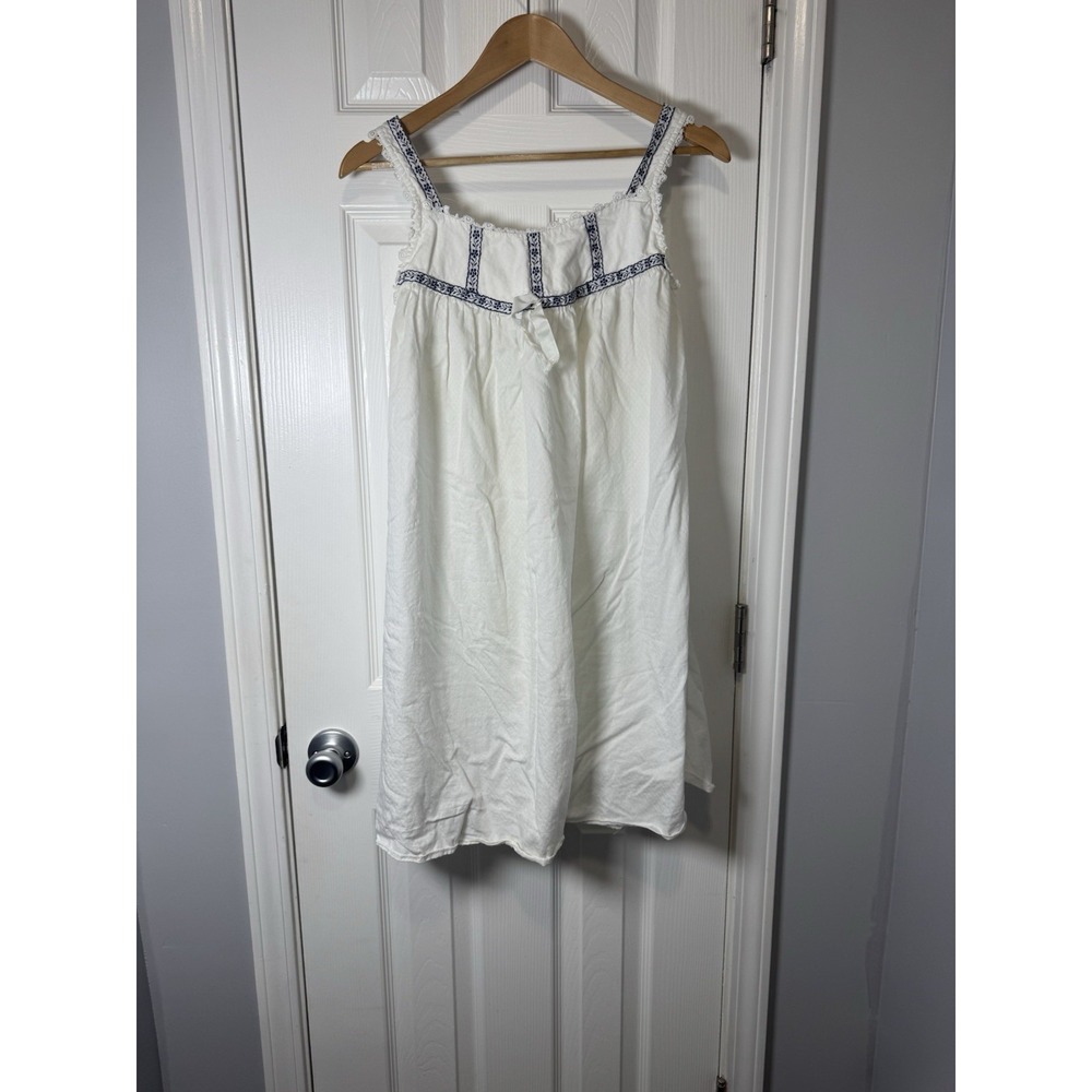 PRIAMO Womens White Sleeveless Lace Trimmed Nightgown Small Prairiecore Cottage
